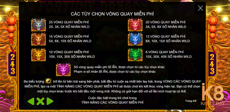 3 mức độ quay hũ Fortune Dragon K8 cần nắm rõ